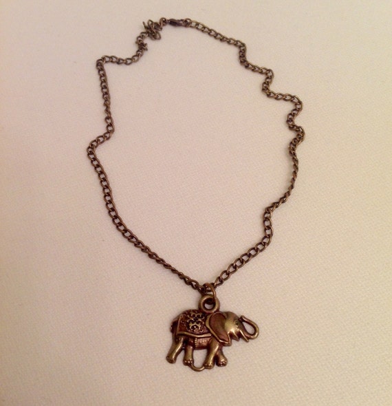 50% saleBrass Elephant NecklaceTiny Gold Elephant