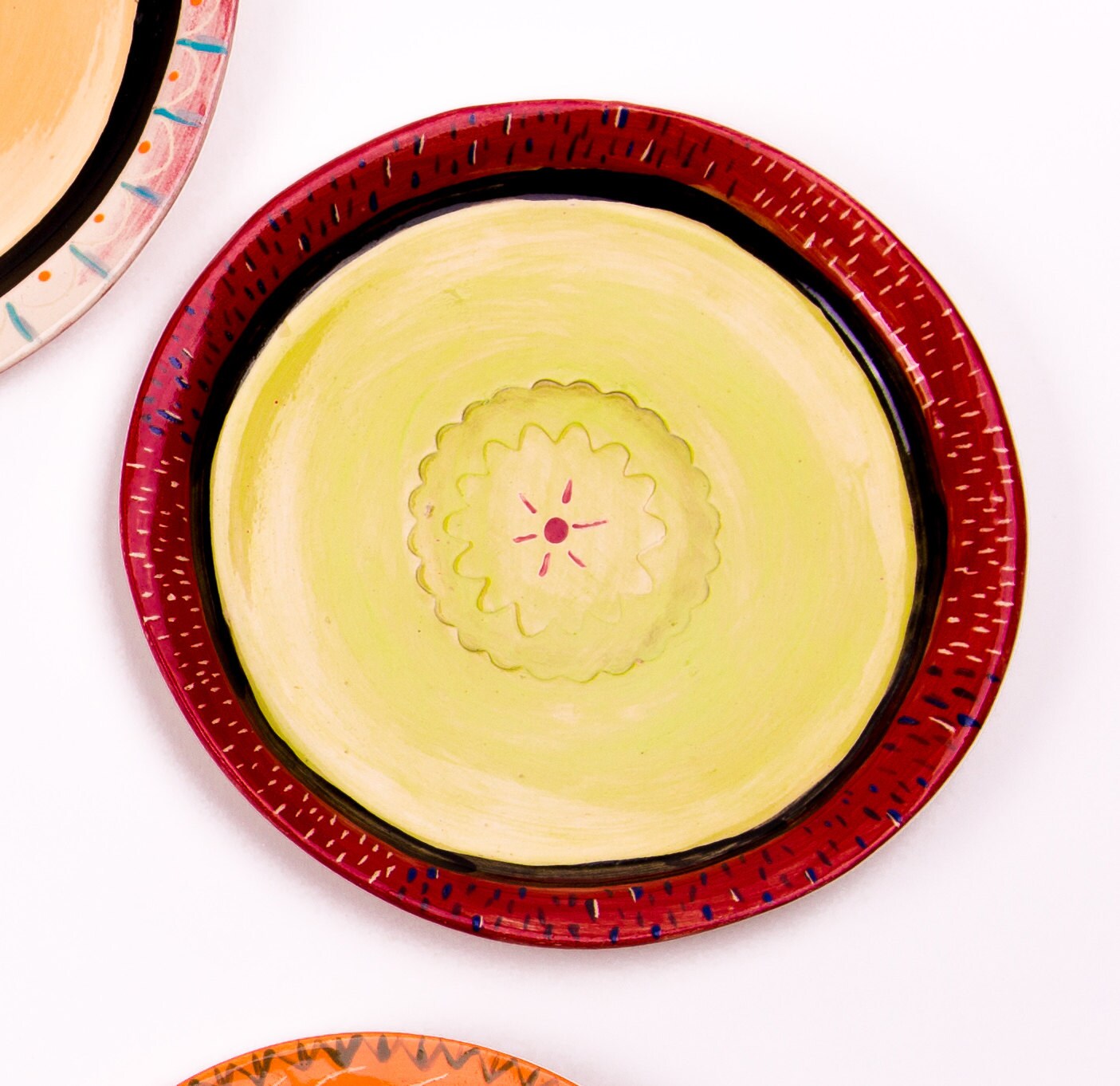 Floral Plate Ceramic PlateYellow Plate Colorful Dinner
