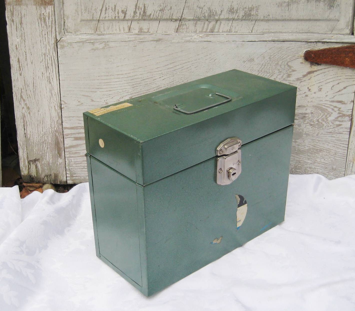 Textured green metal filing Made in USA, vintage filing