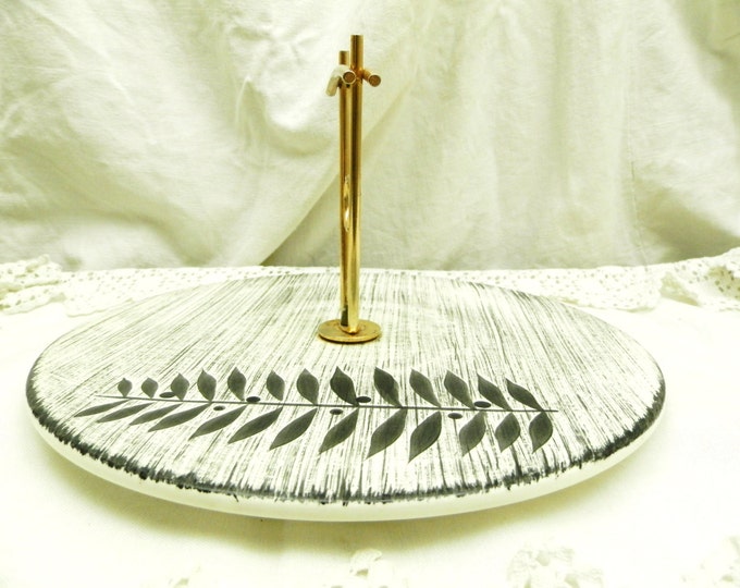 Vintage French Mid Century Ceramic and Metal Cheese Platter / Mid Century Decor / Kitchenalia / Dining / Retro Vintage Home Interior / Meal