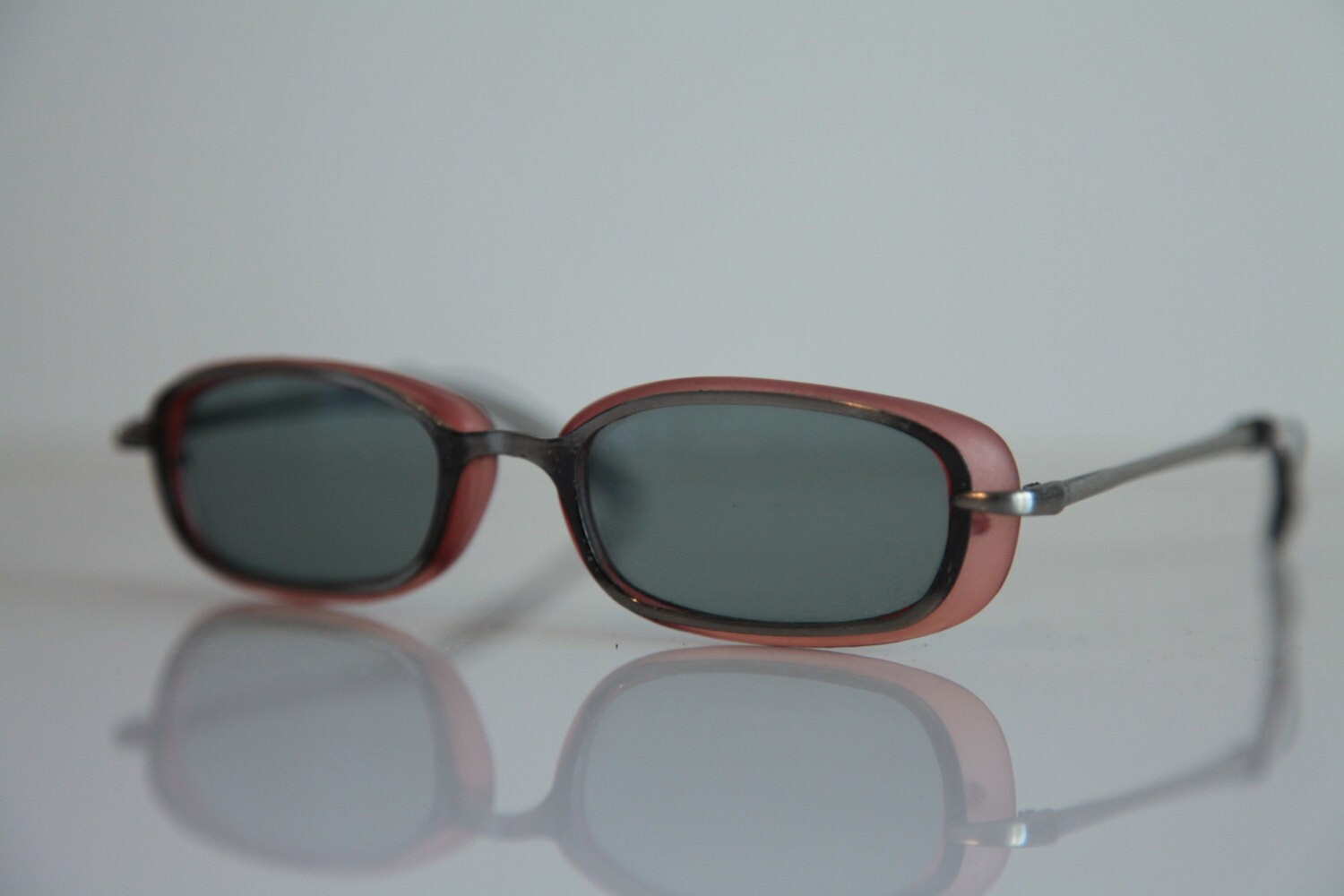Vintage 90s Silver Smoke Brown Sunglasses, Green lenses. – Haute Juice