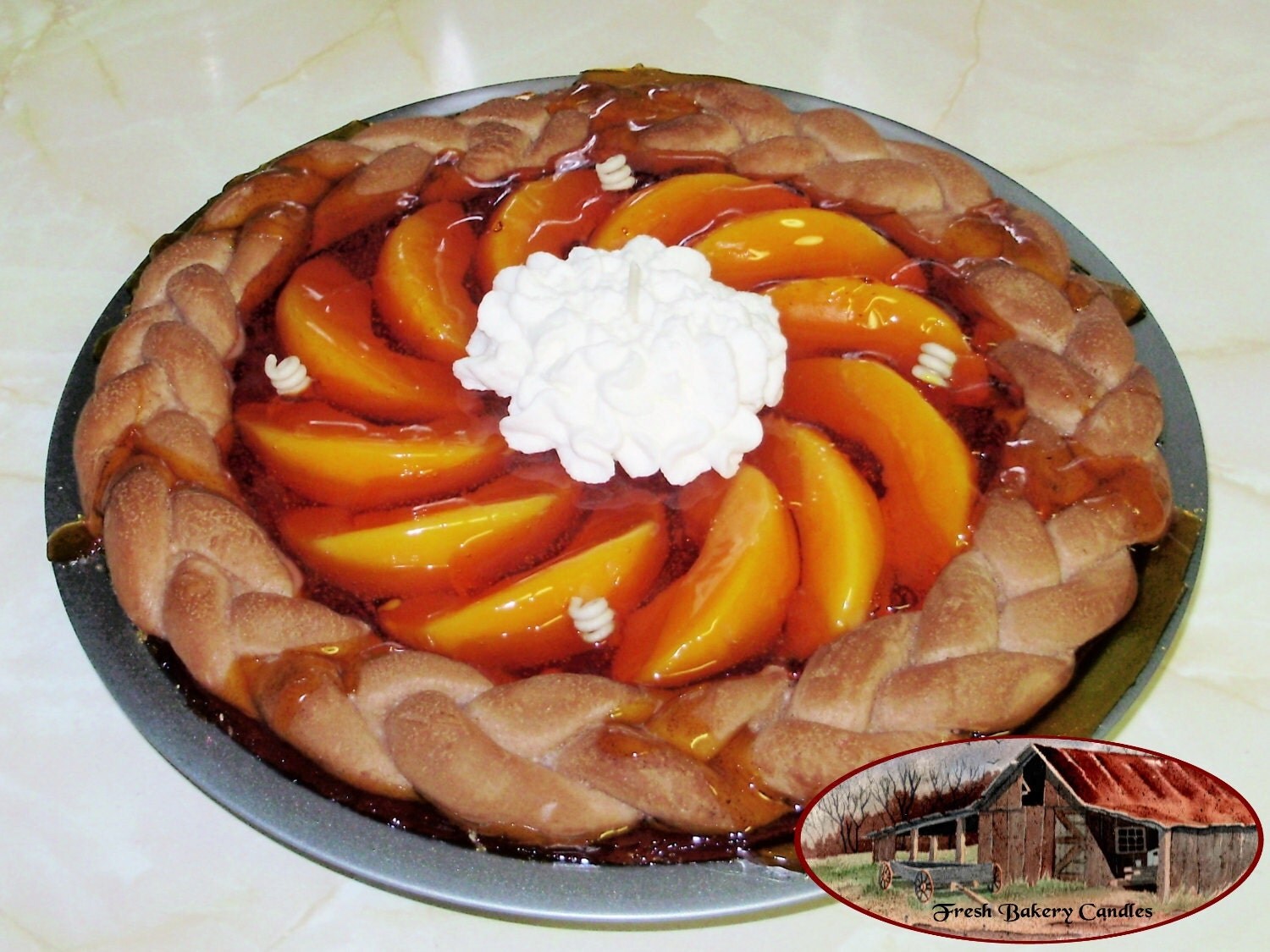 10 inch Braided Crust Whole Peach Pie Candle