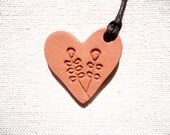 Heart Pendant, Nature Lover Aromatherapy Essential Scented Oil Diffuser Pendant, Terra Cotta Bisque Ceramic Unglazed