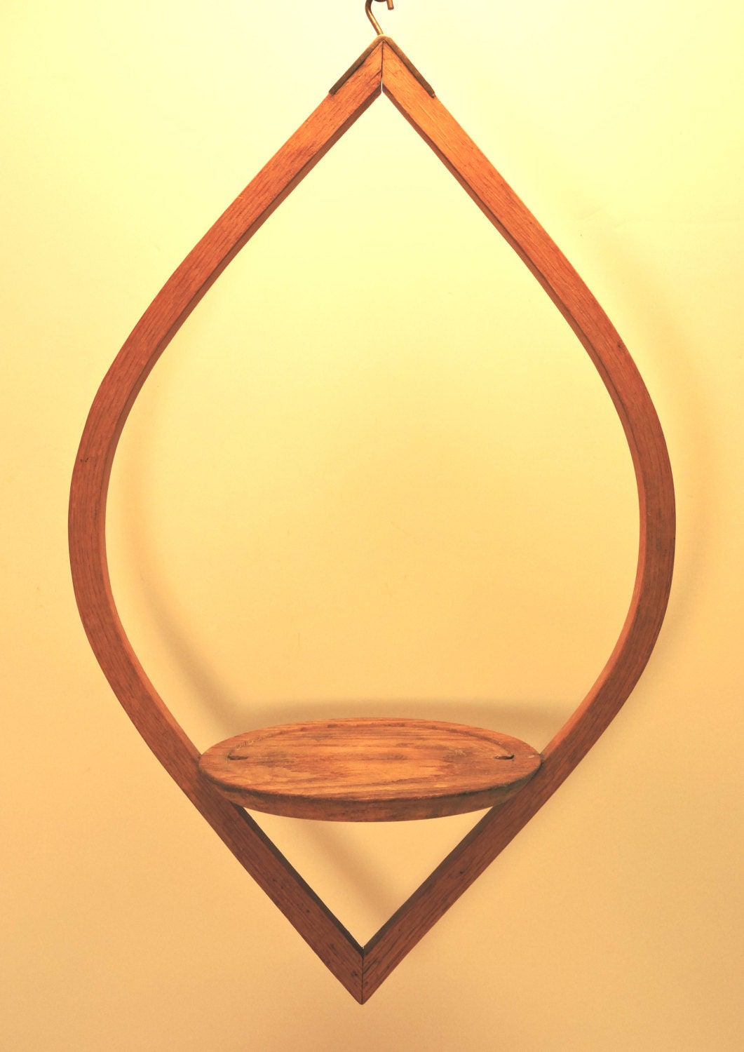 Bentwood Hanging Teardrop Planter Shelf Vintage Mid Century