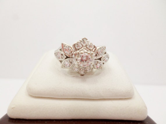 Antique White Gold Diamond Ring size 5 1/4 by AlmightySale on Etsy