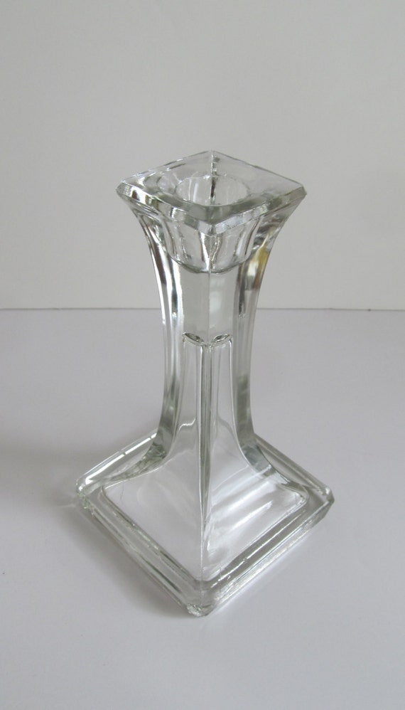 Square Crystal Candlestick Holder Taper Candle by ReVintageLannie
