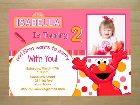 Invitations Elmo Pink 6