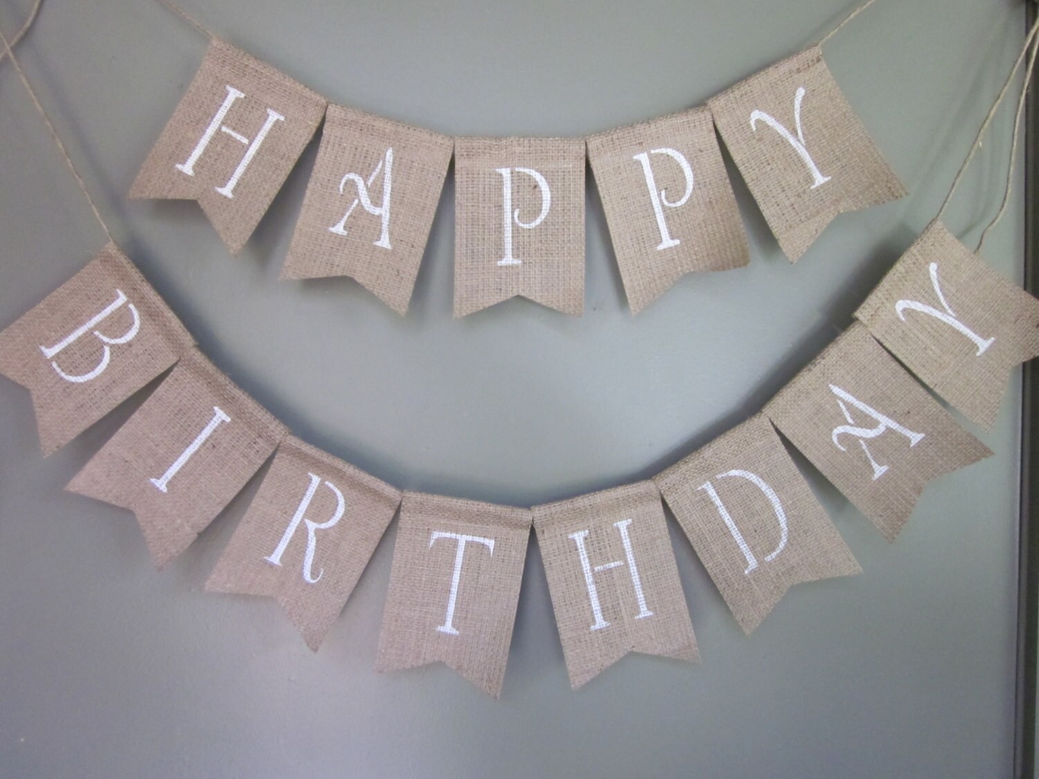 Rustic Burlap Birthday  Banner  Rustic Elegant  by 