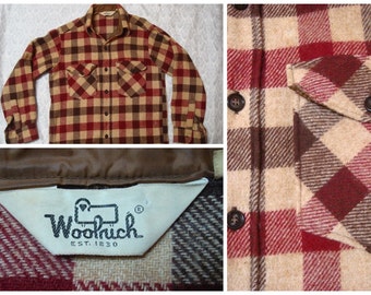 Items similar to Woolrich Plaid Wool Button-Up Flannel Cruiser Jacket