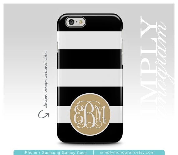 Chic Black Stripes and Gold Case