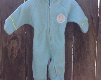 VTG Baby Hooded Sleeper Blue Duck Sz 0-9M Snow Suit