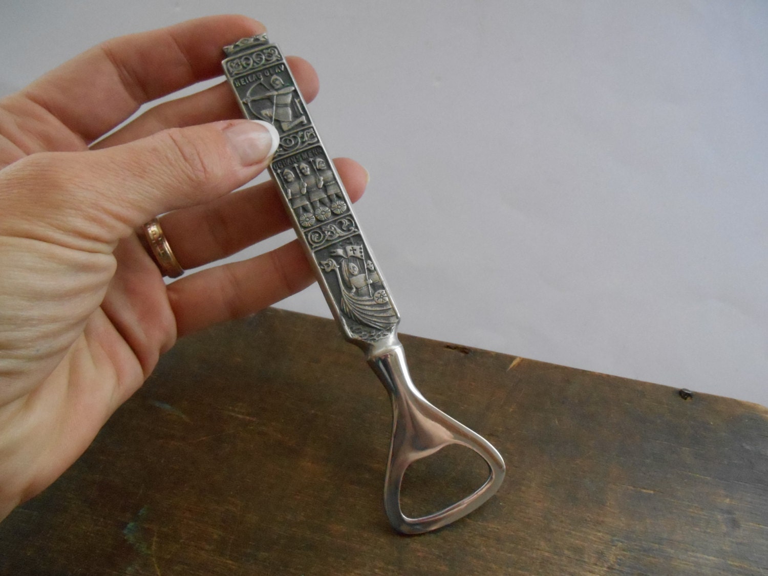 opener vintage bottle german Pewter Bottle Norwegian Opener bottle TasteVintage Vintage by tin