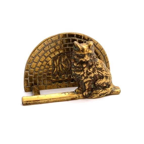 Vintage Brass Cat Letter rack Brass Cat Letter by TwoTimeVintage