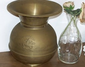 Vintage ~ Embossed Brass ~ Pony Express Chewing Tobacco ~ Weighted Spittoon