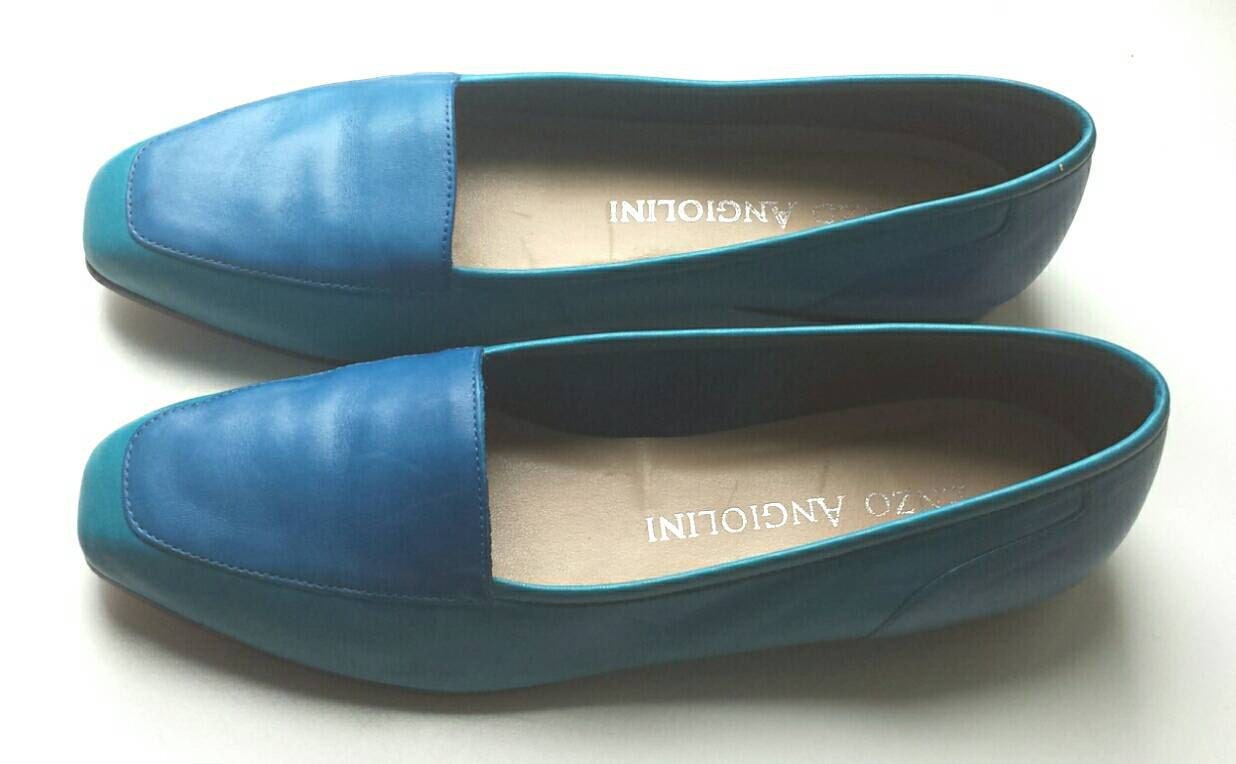 Vintage 1990s Two Toned Blue Enzo Angiolini Leather Loafer