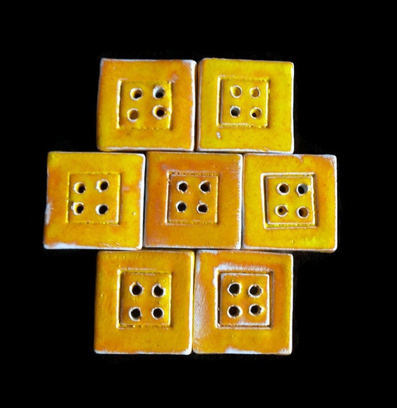 Ceramic square sewing button four hole by CeramicaAnaRafael