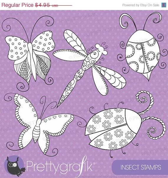 80% OFF SALE insect bugs digital stamp commercial use, vector graphics, digital stamp, digital images - DS328 Il_570xn
