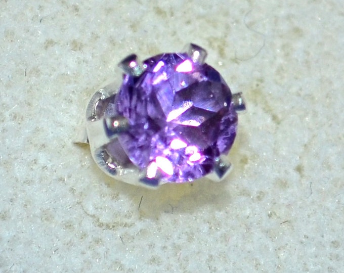 SALE Amethyst Studs, 6mm Round, Natural, Set in Sterling Silver E702