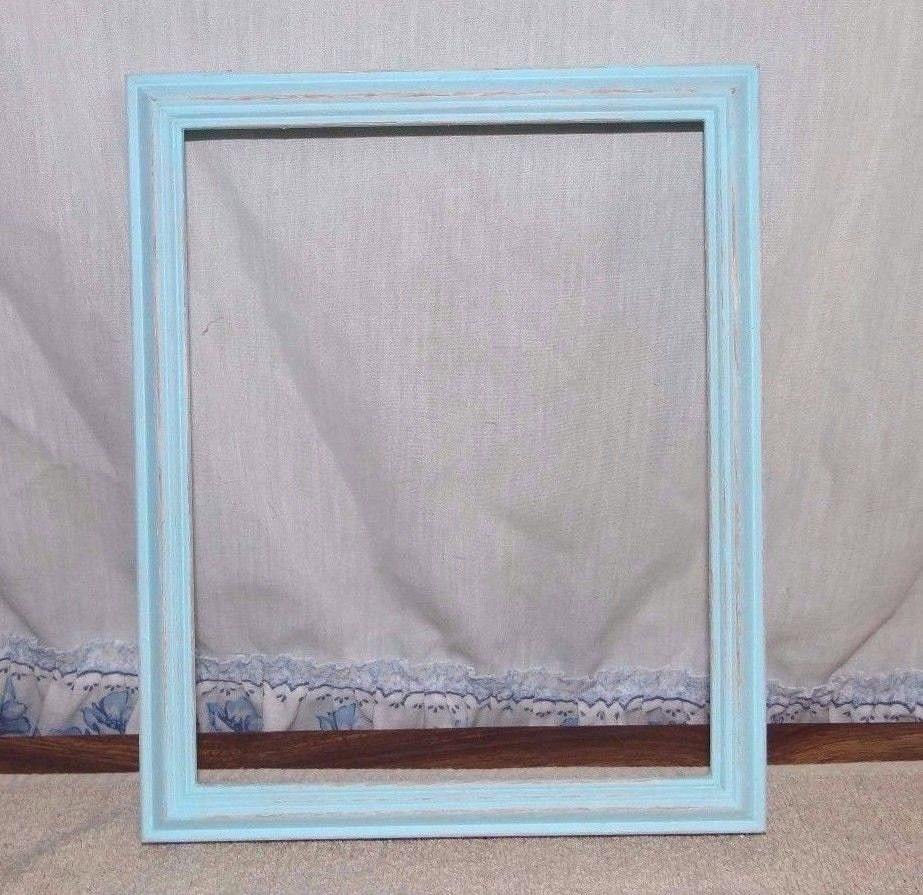 8 x 10 blue wood picture frame distressed frame hand painted