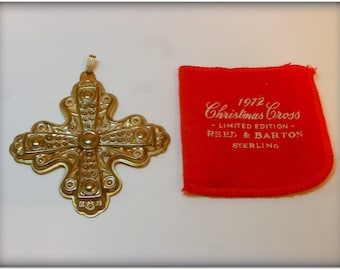 Vintage 1972 Reed & Barton Sterling Silver Christmas Cross with Original Keeper Sleeve