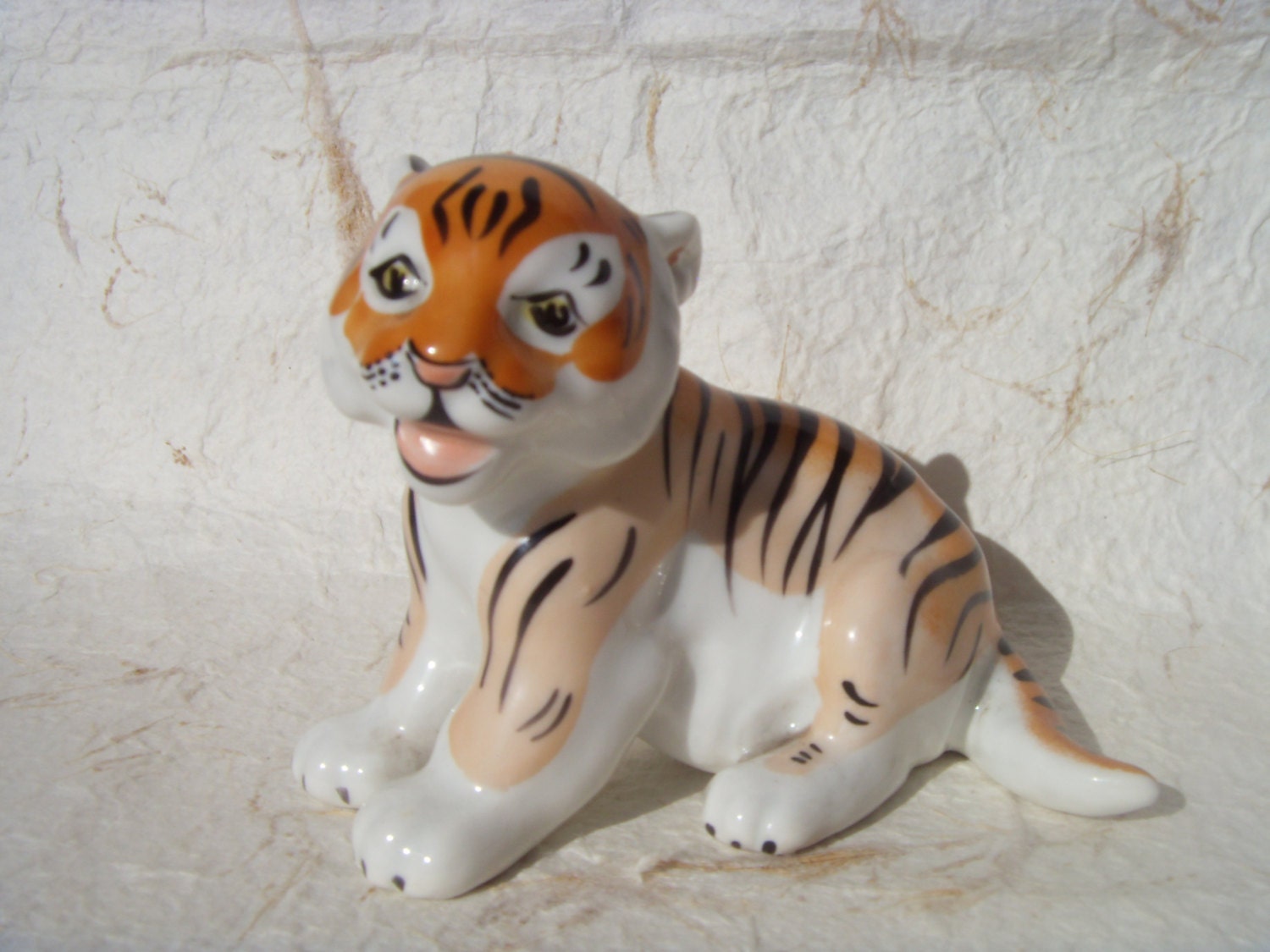 Vintage Tiger Soviet Vintage Porcelain Tiger Cub Figurine