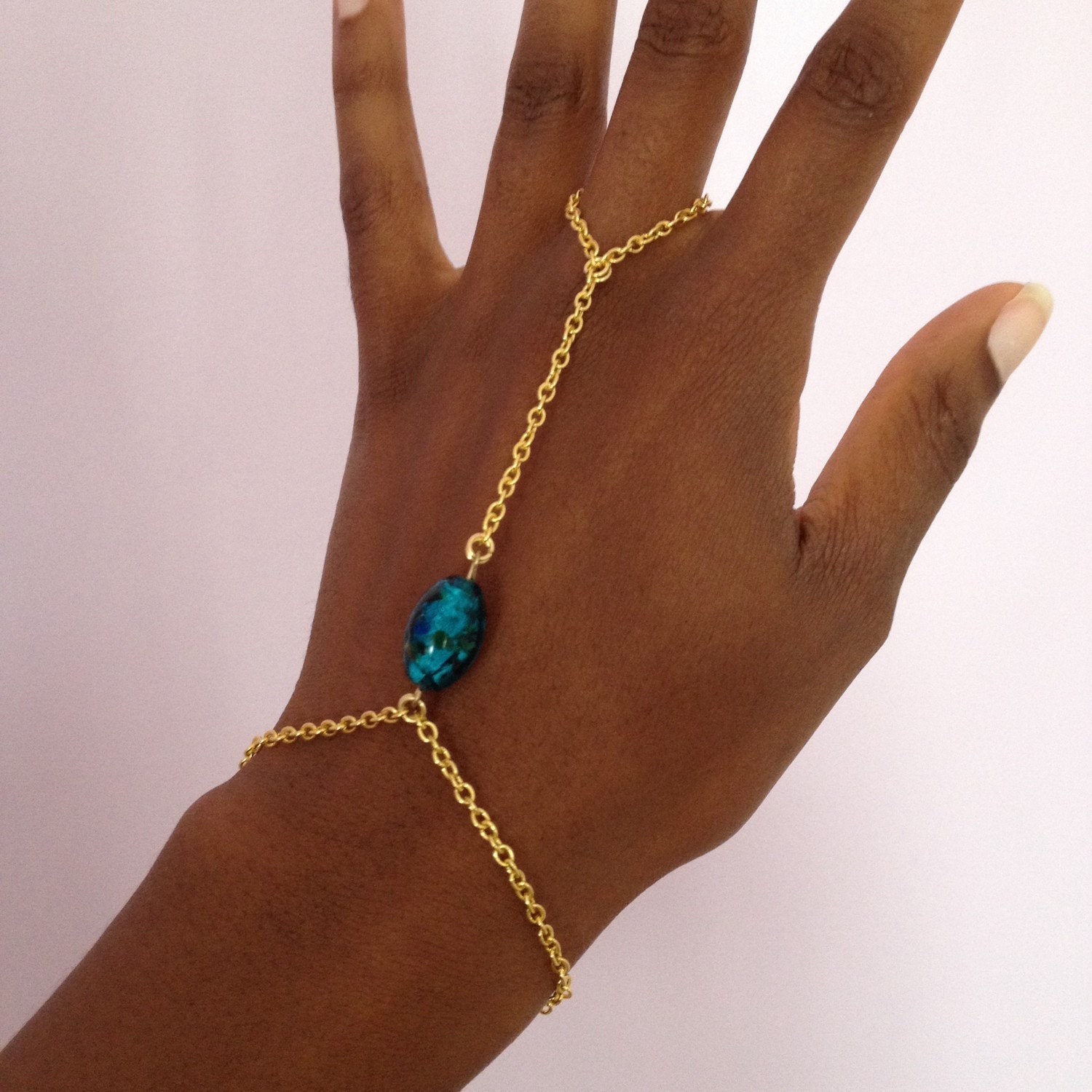 Beaded Hand Chain by CXMJewelry on Etsy