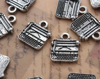 10 Typewriter Charms Typewriter Pendants Antiqued Silver Tone 13 x 12 mm