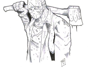 Blind Dead Zombie Original horror art with markers