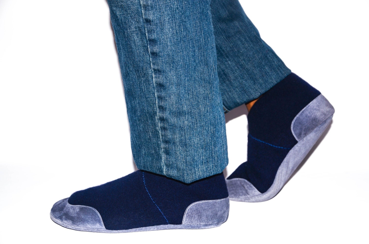 Men Cashmere Slippers with Suede Leather Soles Ecofriendly