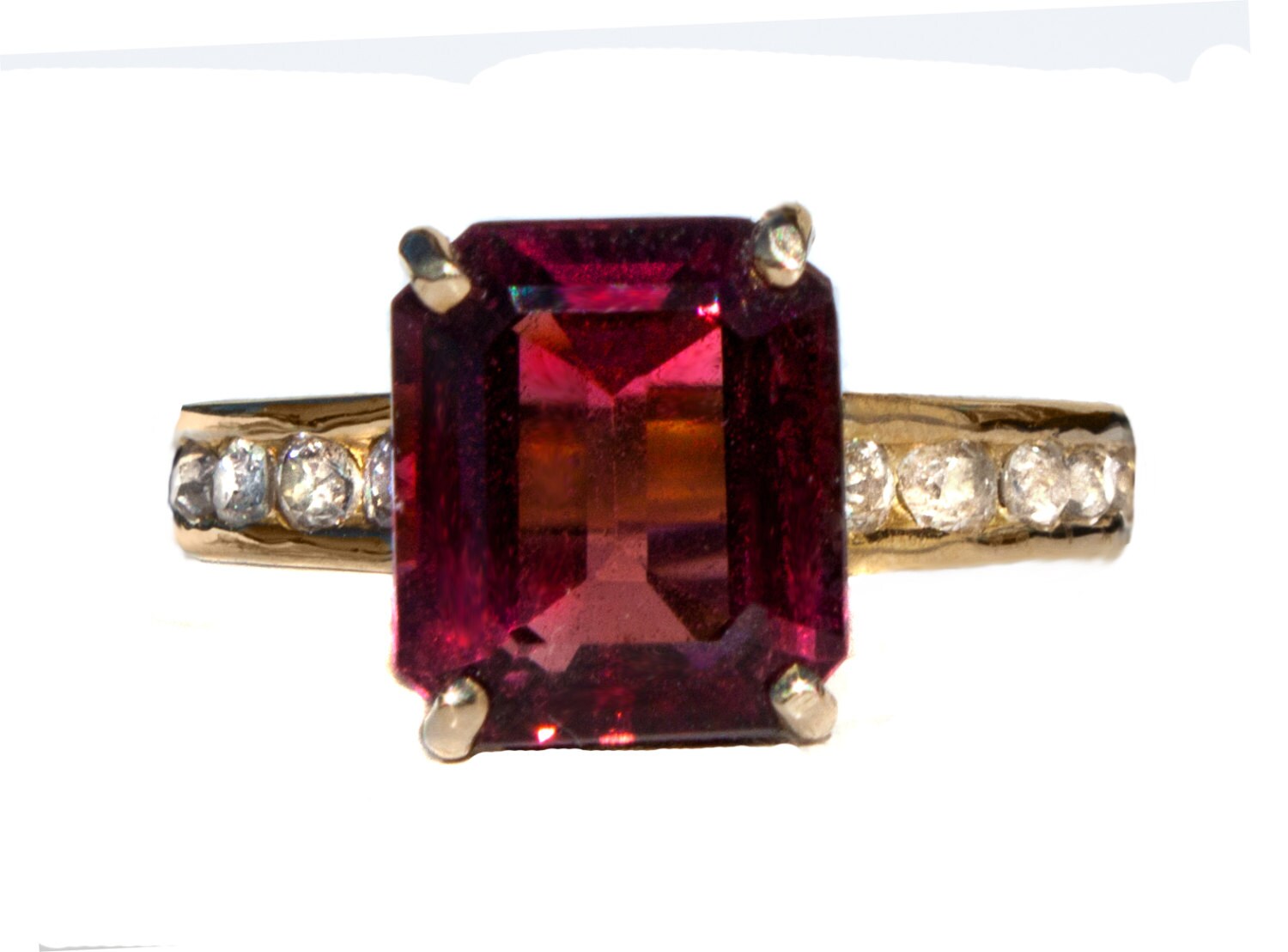 Gorgeous Rubellite Tourmaline & Diamond 18K Ring