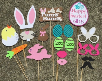 Easter Bunny Photo Prop Easter Photo Props - set of 16 - Spring Photo Props, Photo Booth Props, Party Props, Bunny Props, Bright Spring Colors