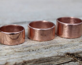 Extra Wide Copper Ring Band, Custom Copper Ring Wide Widths, Eco Reclaimed, Recycled, Handmade, Hand Forged Copper Ring, Minimalist Ring