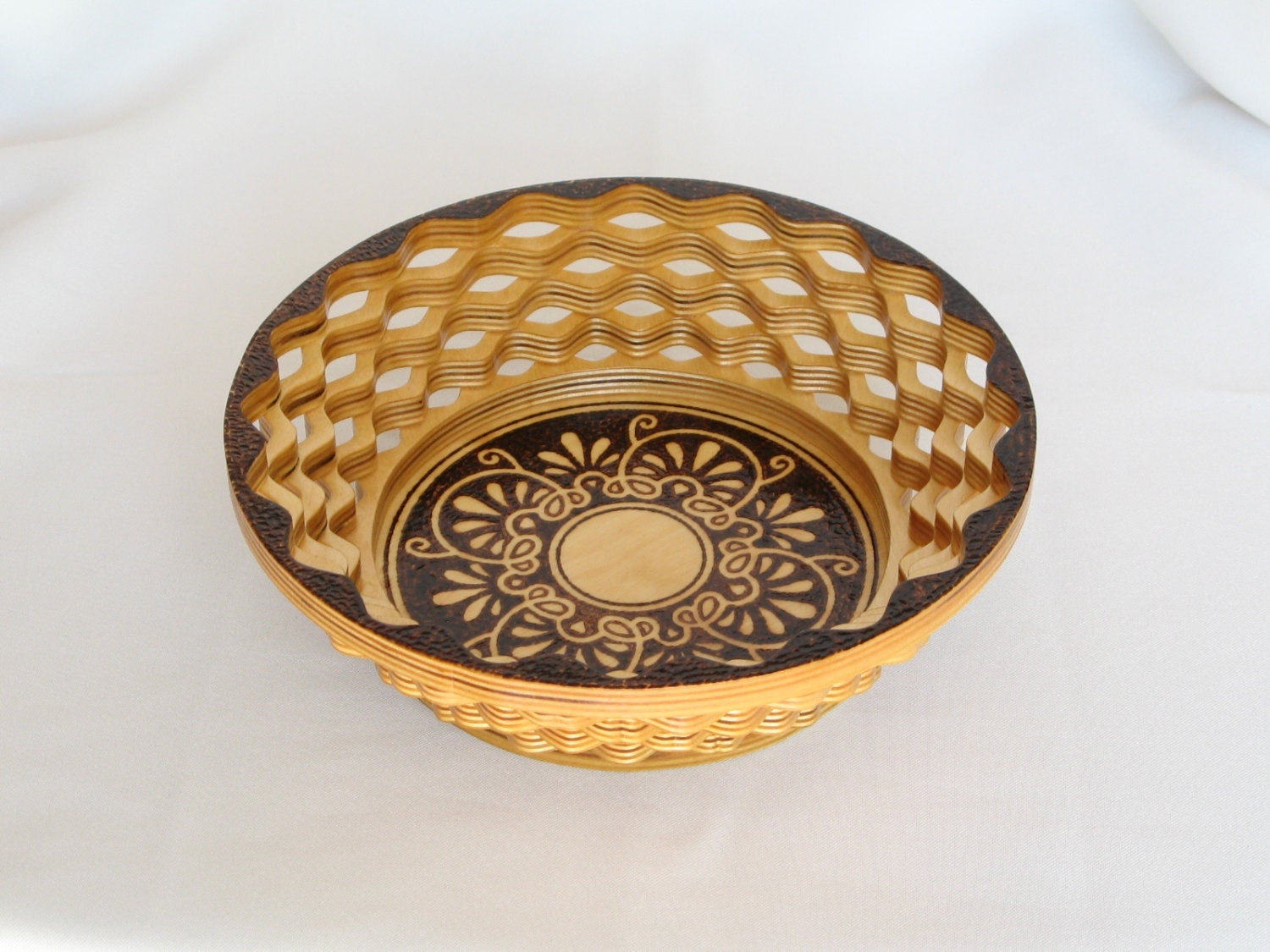 Wooden bowl wood bowl tray basket scrollsaw handmade
