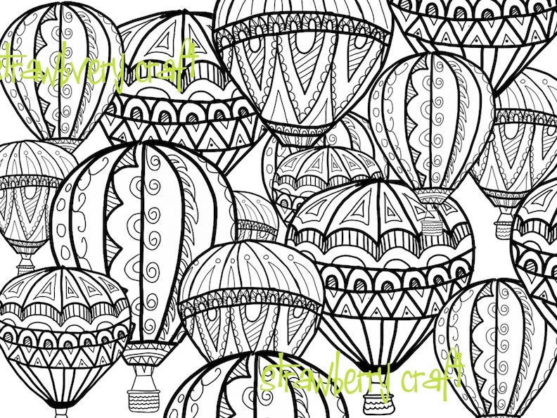 Hot Air Balloon Coloring Pages Free Printable For Adults 3