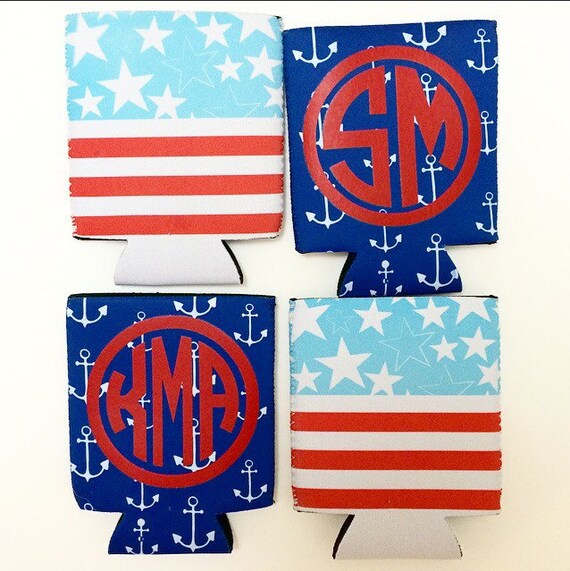 Personalized Red/White/Blue Koozies by SealedWithAPaw on Etsy