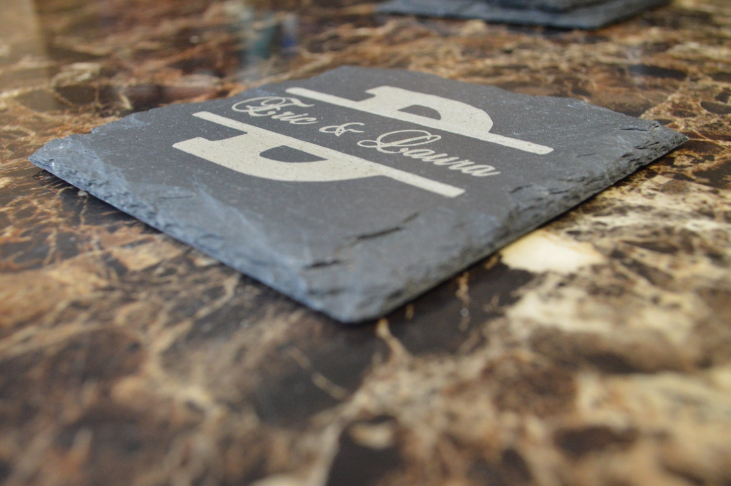 Personalized Laser Engraved Slate Coasters by ExclusivelyYourLLC