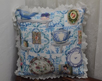 Delft blue pillow Etsy