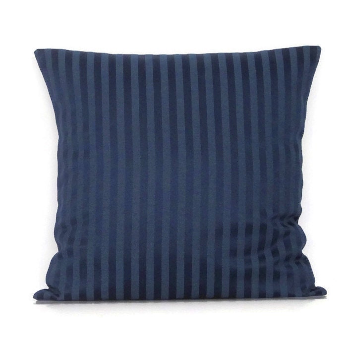 Navy Blue Stripe Lumbar Pillow Cover Navy Throw Pillow Cover
