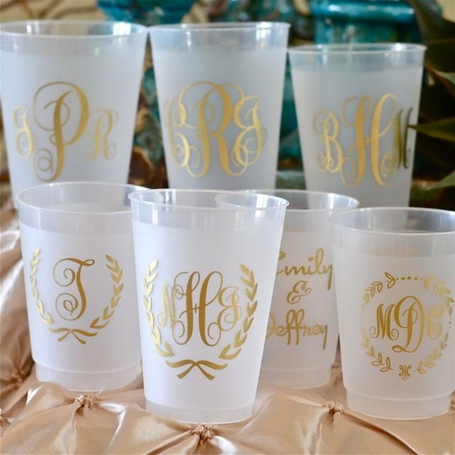 Personalized Wreath Frosted Party Cups Custom Branch