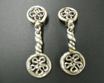 Vintage "Metal Pointus" Paris pewter clip on earrings made in France