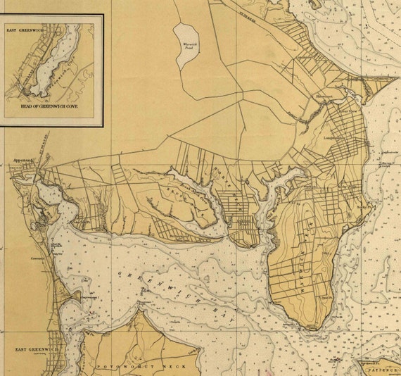 Providence River RI 1924 Nautical Map by the USCGS by Oldmap