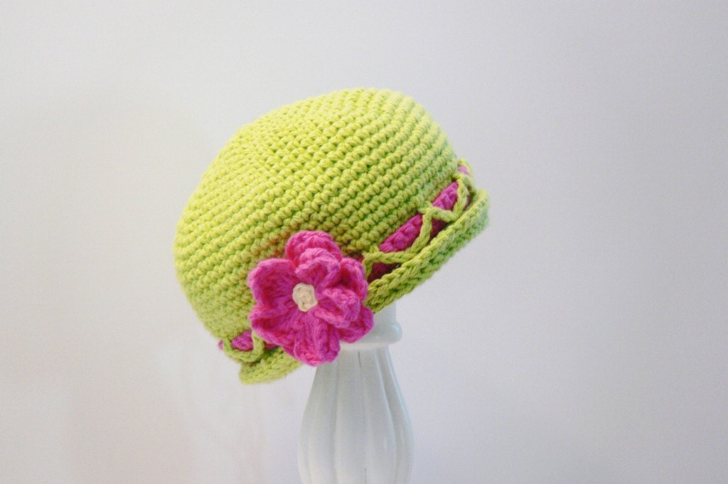 Crochet Pattern Girls Sun Hat with Flower by MeadowvaleStudio