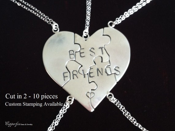 Sterling Silver Best Friend Puzzle Necklace Personalized