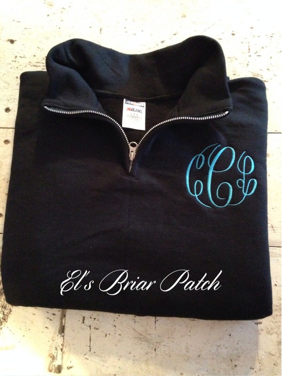 Monogrammed Quarter Zip Pullover Sweatshirt by ElsBriarPatch