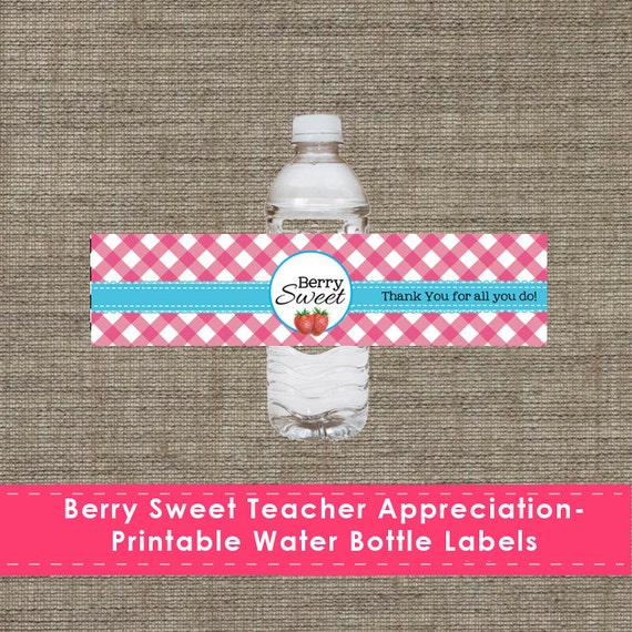 Berry Sweet Teacher Appreciation Water Bottle Labels