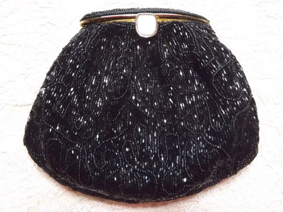 Vintage Marshall Field's Evening BagBlack Beaded Elegant PurseMid ... Vintage Marshall Field's Evening BagBlack Beaded Elegant PurseMid ...