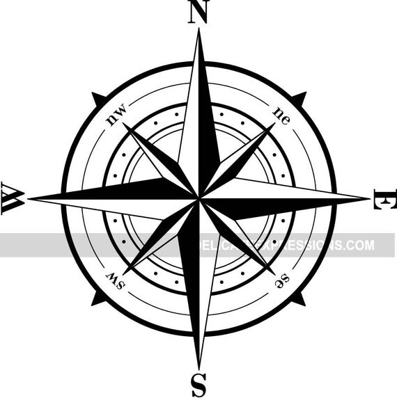 Compass Wall Decal Vinyl Nautical Compass Decal Compass
