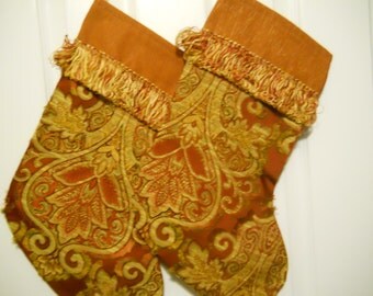 CLEARANCE: Tapestry Christmas Stockings - Red