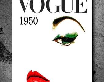 Items similar to Vintage Vogue Magazine Cover Art, Fashion Print ...