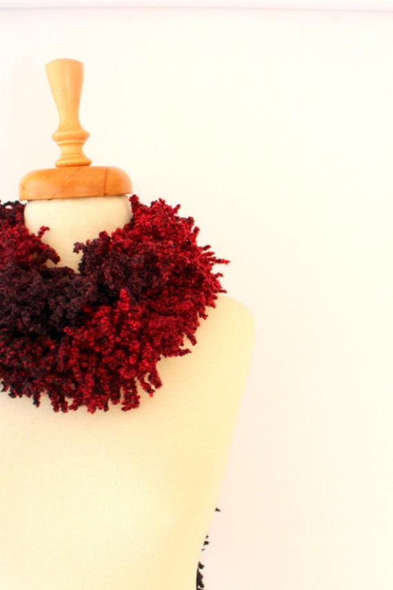 Red scarf Women accessories Long scarf Red and Black Long